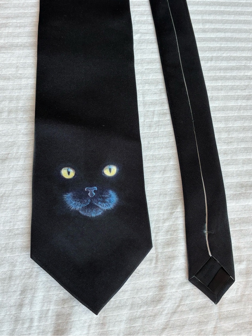 BLACK CAT IN THE DARK - Three Rooker Black 100% Polyester Necktie